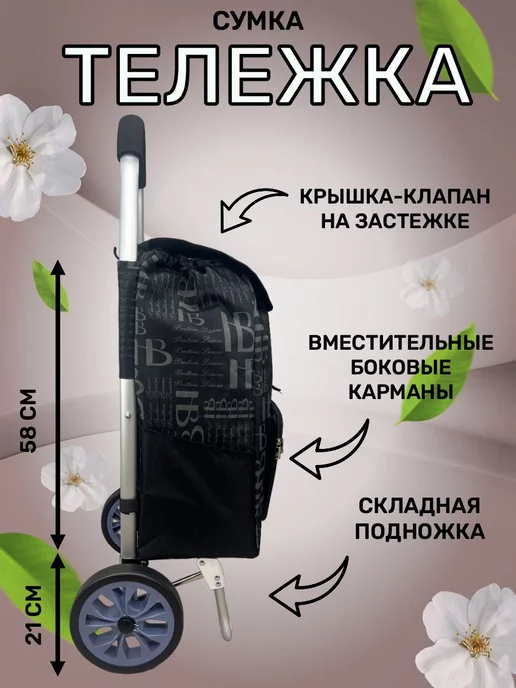WAY-SHOP Сумка-тележка на больших колесах, черный, фото 2