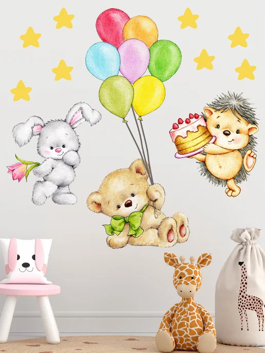 stiker Наклейки интерьерные для детей на стену в детскую комнату, голубой