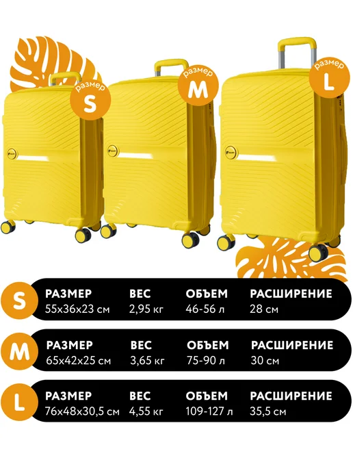 FEEL WAY Чемодан на колесах большой маленький L,S дорожный Набор 2 шт, 3 шт, фото 7
