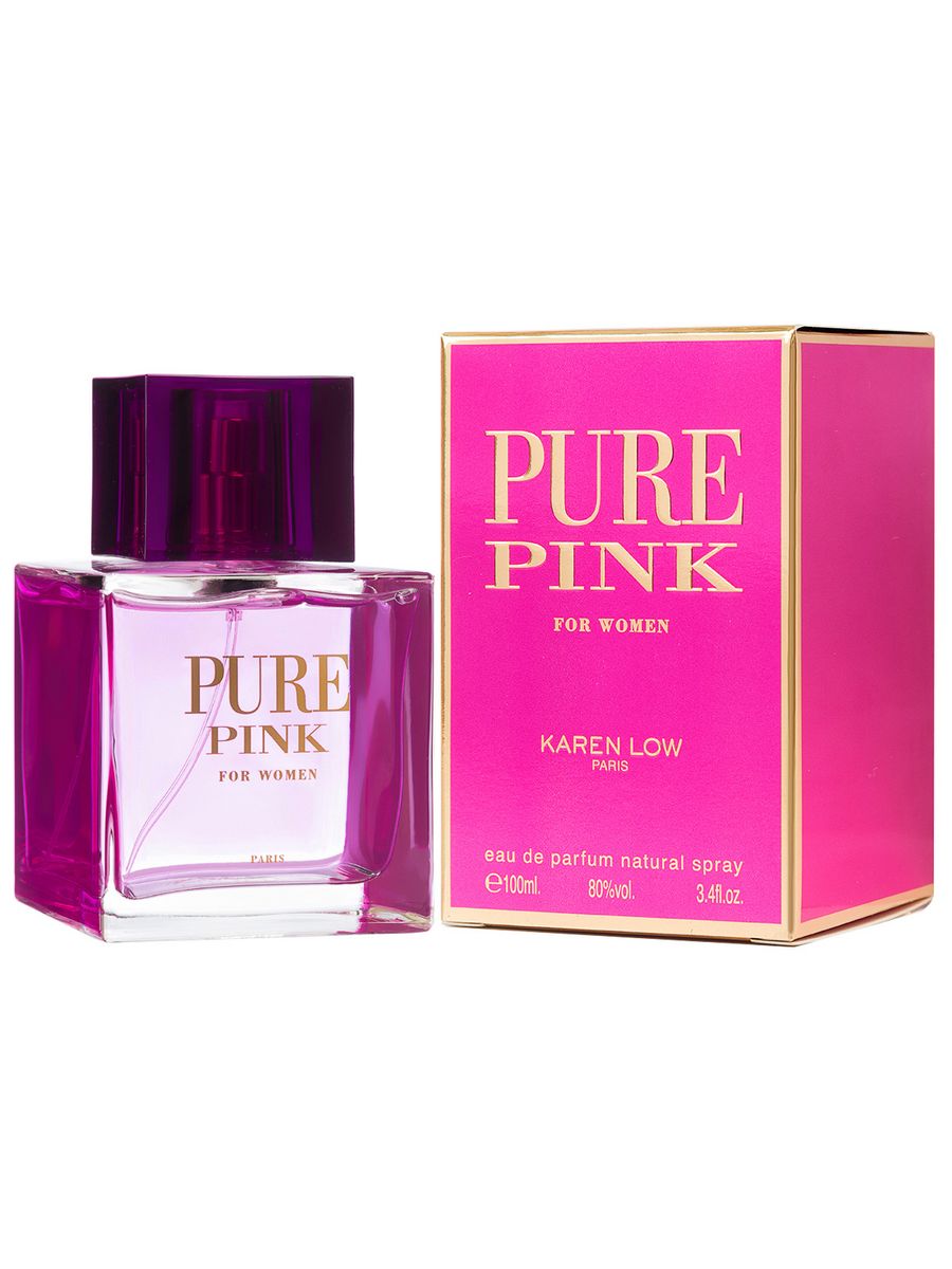 Pure women. Pure духи женские розовые. Pink Gossip спрей. Pure Vibe Geparlys Karen Low. Туалетная вода Karen Low Pure Eau noire.