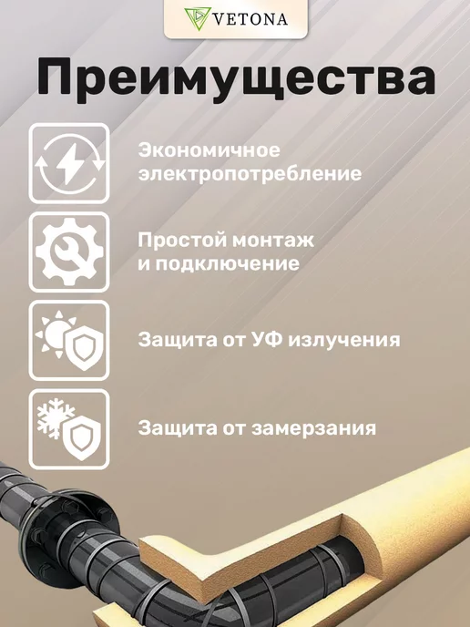 Vetona Кабель греющий на трубу NoFrost-30 2м, 7 м, фото 4