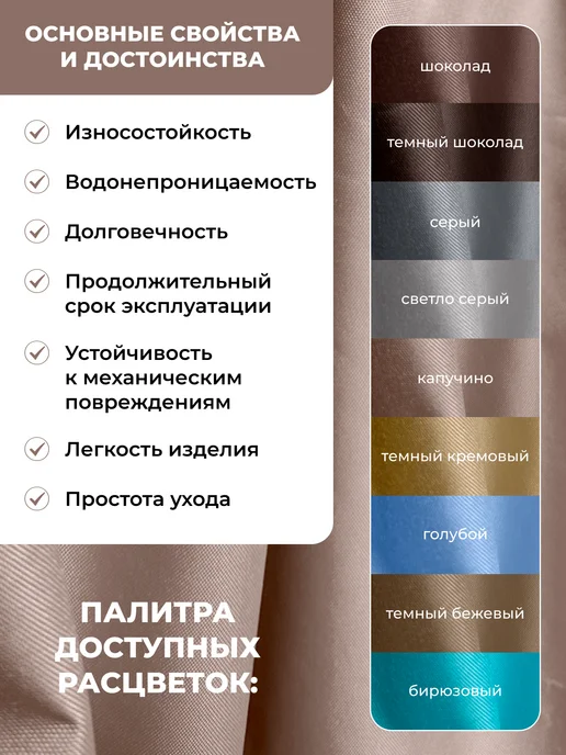 Штора уличная на петлях 3х1,45 Оксфорд 600 капучино, 3x1.45, фото 2