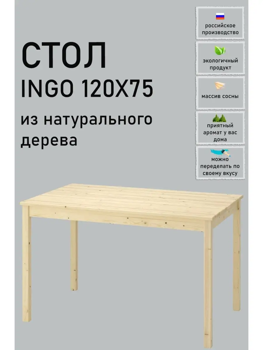 Стол обеденный Нераскладной Ingo 120 IKEA 97391475 купить в  интернет-магазине Wildberries