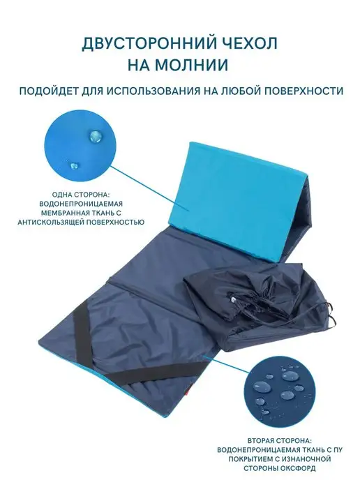 Malurre Мат спортивный гимнастический коврик для фитнеса йоги, голубой, фото 2