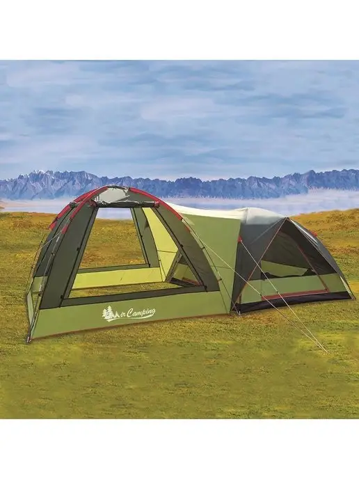 mircamping палатка туристическая 4 местная двухместная, зеленый, фото 5