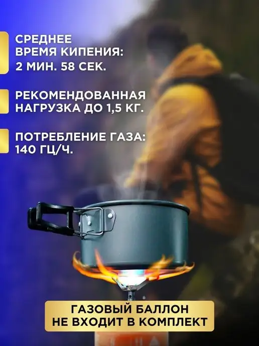 NovaSol Газовая горелка туристическая BRS-3000T Титановая, титан, фото 7