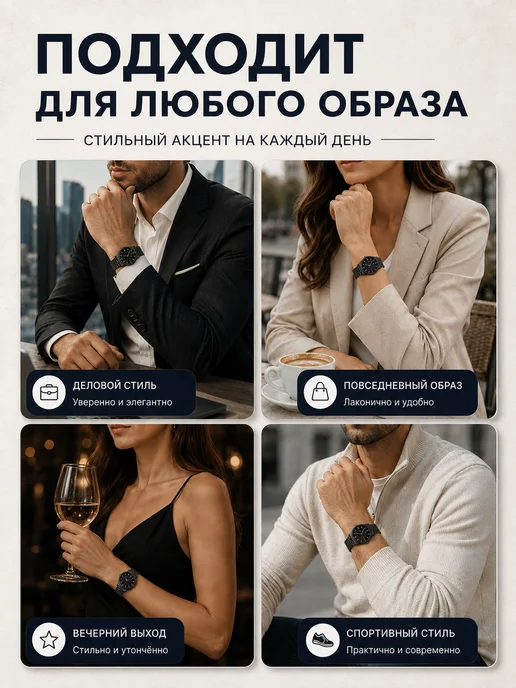 CaseTime Ремешок для часов 22 мм металл Huawei Watch Amazfit Garmin, черный, фото 2