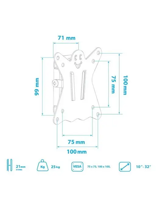 Kromax Кронштейн для телевизора 10"-32" настенный CASPER-100, черный, фото 5