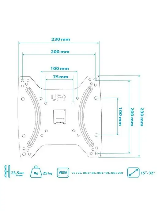 Kromax Кронштейн для телевизора 15"-42" настенный OPTIMA-200, черный, фото 7