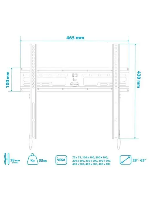 Kromax Кронштейн для телевизора 22"-65" настенный FLAT-3, черный, фото 6