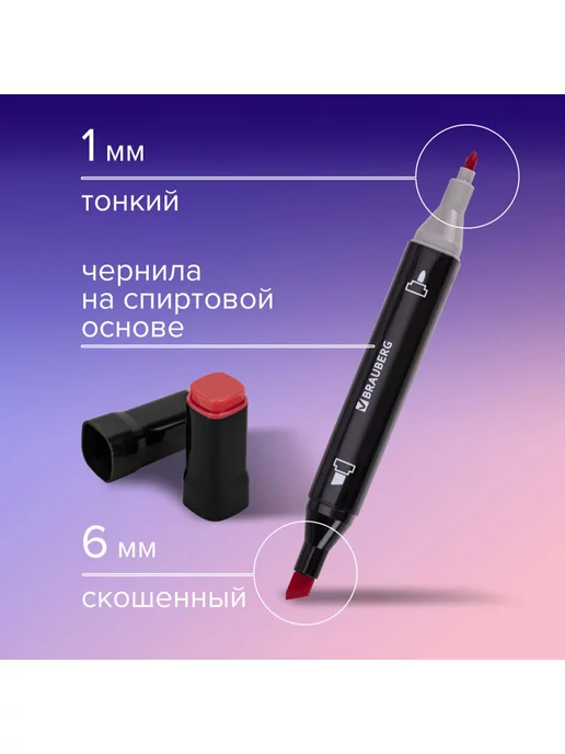 Brauberg Маркеры для скетчинга фломастеры скетч для рисования 120 шт, 120 шт, фото 3