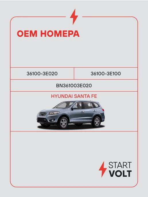 STARTVOLT Стартер Hyundai Santa Fe, вариант, фото 2