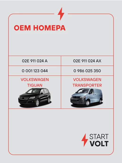 STARTVOLT Стартер Volkswagen Tiguan Transporter T5, вариант, фото 2