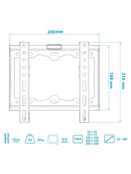 TUAREX Кронштейн для телевизора 15"-48" настенный OLIMP-116, черный, фото 7