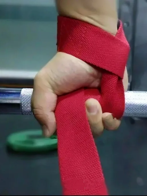 Sports_straps Лямки для становой тяги и турника 60 см спортивные ремни, красный, фото 5
