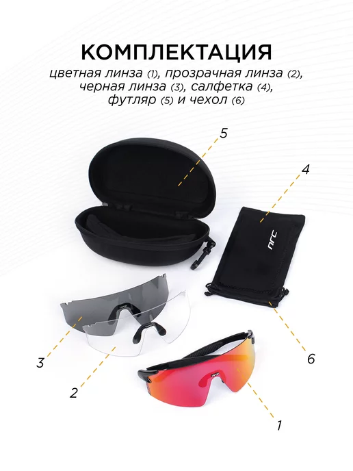 NRC Спортивные очки со сменными линзами, желтый, фото 2