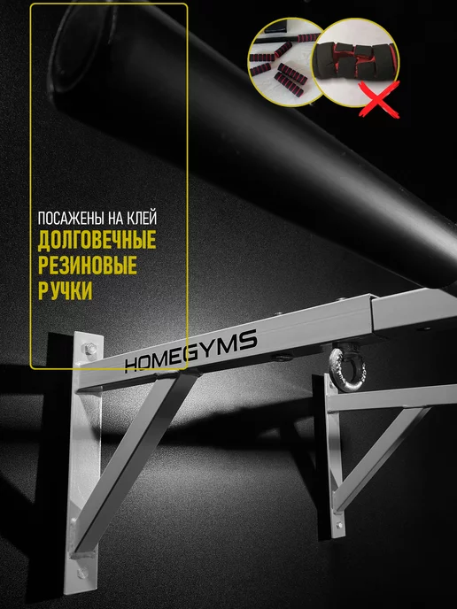 HOMEGYMS Серия "Профессионал" турник настенный усиленный прямой, серый, фото 3