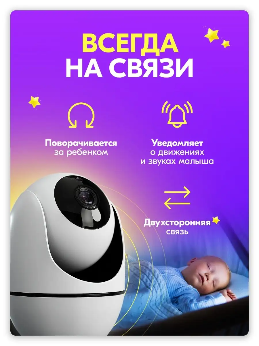 Видеоняня wi-fi для наблюдения за ребенком ip камера 360 MIXI 97997130  купить в интернет-магазине Wildberries