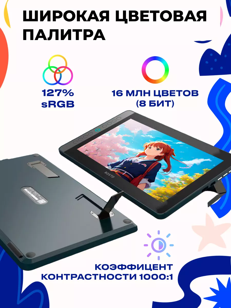 Графический планшет для рисования с экраном Houft 98041030 купить за 17 974  ₽ в интернет-магазине Wildberries