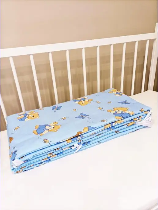 baby22 Комплект бортиков в кроватку для новорожденных, голубой, фото 5