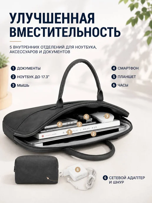 Homelabshop Сумка для ноутбука 17 - 17.3 серая с ремнем, серый, фото 6