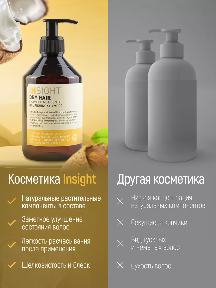 Шампунь для сухих волос профессиональный DRY HAIR 400 мл Insight 98399658  купить за 1 245 ₽ в интернет-магазине Wildberries