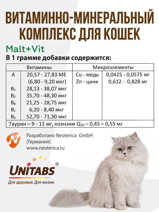 UNITABS Паста для вывода шерсти для кошек Malt+Vit 120 мл, 120 мл, фото 6