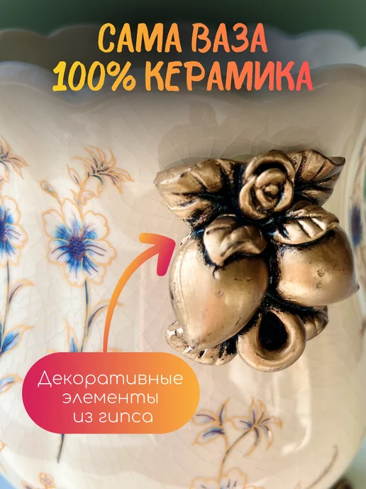 Цветок не Цветок Ваза декоративная для интерьера для цветов и сухоцветов, бежевый, фото 5