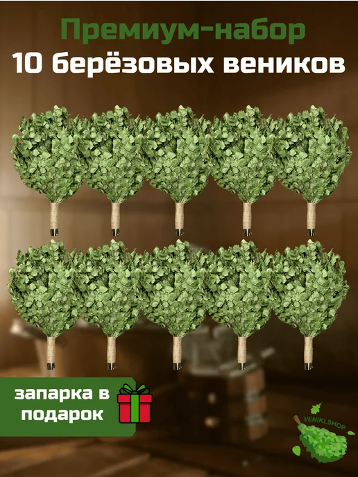 Veniki.shop Веники для бани Березовые 5 штук, 10 шт