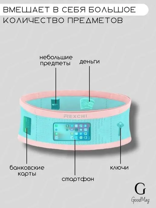 GoodM_sport Спортивный пояс для бега телефона, серый, фото 7