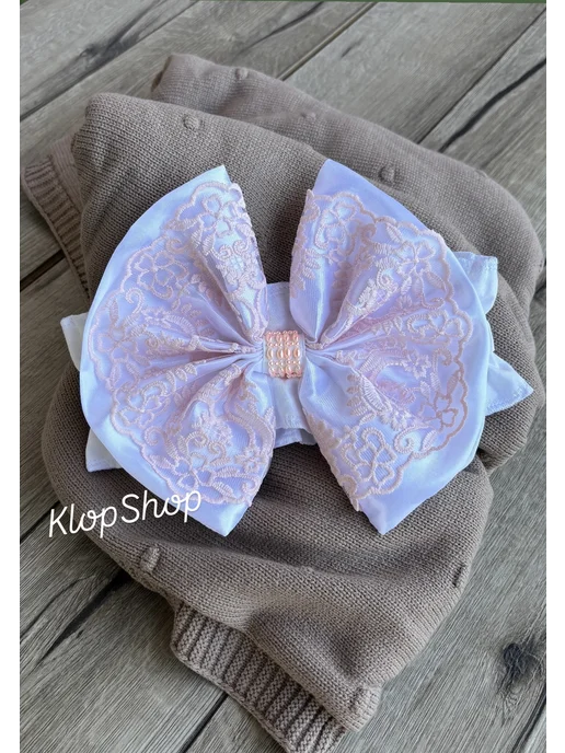klopShop Бант на выписку для новорожденного, розовый