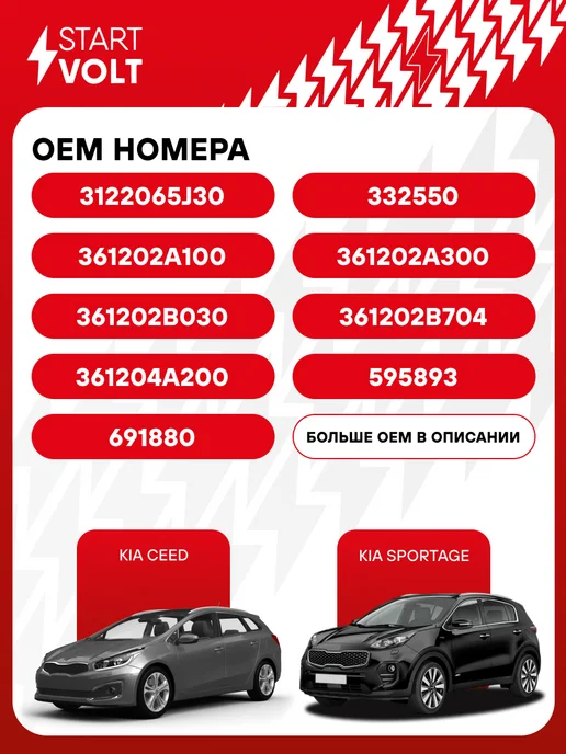 STARTVOLT Реле втягивающее стартера Kia Ceed Sportage, вариант, фото 2