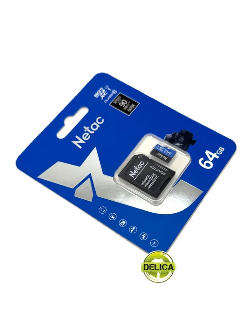 NETAC Карта памяти microSDHC 64Gb+SD адаптер, 64 ГБ, фото 2