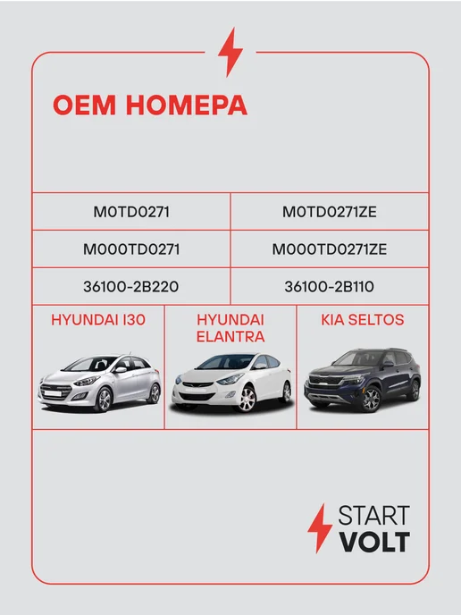 STARTVOLT Стартер Hyundai i30 Elantra Kia Seltos 10 зубьев, вариант, фото 2