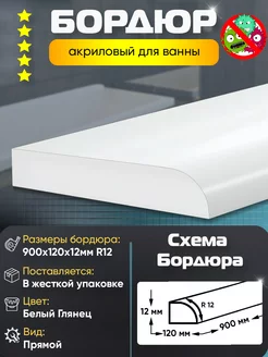 Плинтус Бордюр Акриловый для Ванной Комнаты 900х120мм Пару Палок 98943626 купить за 4 263 ₽ в интернет-магазине Wildberries