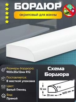 Плинтус Бордюр Акриловый для Ванной Комнаты 900х35мм Пару Палок 98950706 купить за 1 549 ₽ в интернет-магазине Wildberries