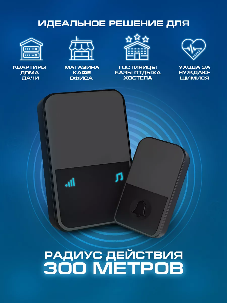 Звонок беспроводной дверной в розетку на батарейках SimbaHome 99094117  купить в интернет-магазине Wildberries