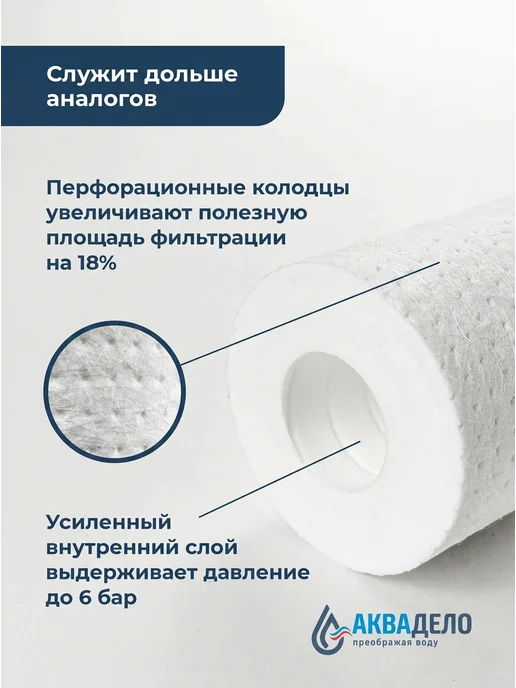 Аквадело Картридж фильтра воды полипропиленовый PP-10SL 5 мкм 10 шт, 10 шт, фото 6