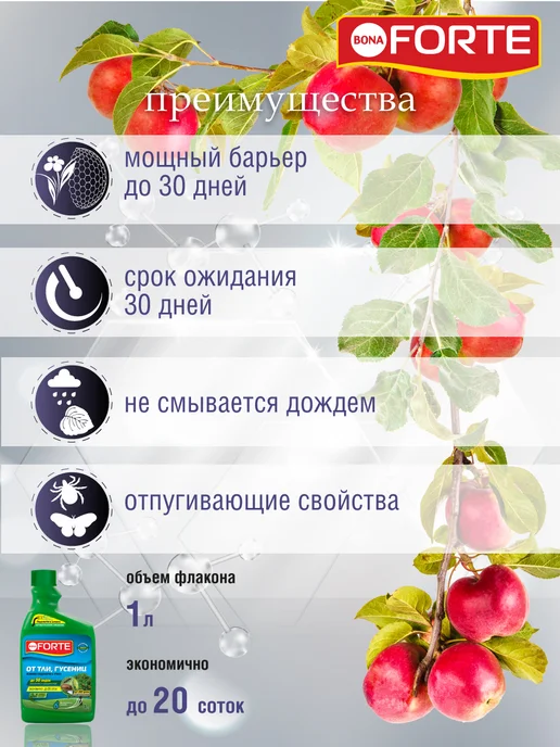 Bona Forte Средство от тли и гусениц в саду концентрат 1 л, 1 л, фото 3