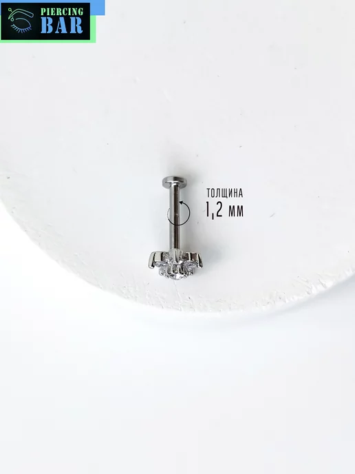 PIERCING BAR Пирсинг лабрет, серый, фото 6
