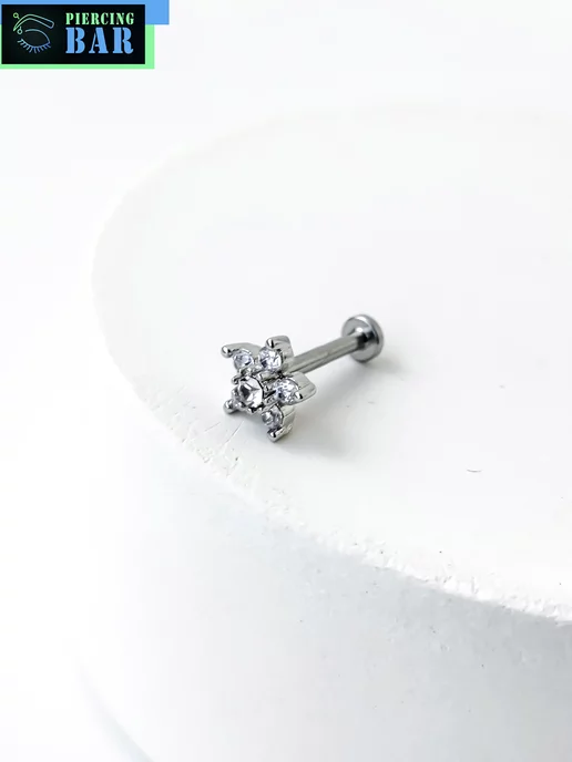 PIERCING BAR Пирсинг лабрет, серый, фото 7