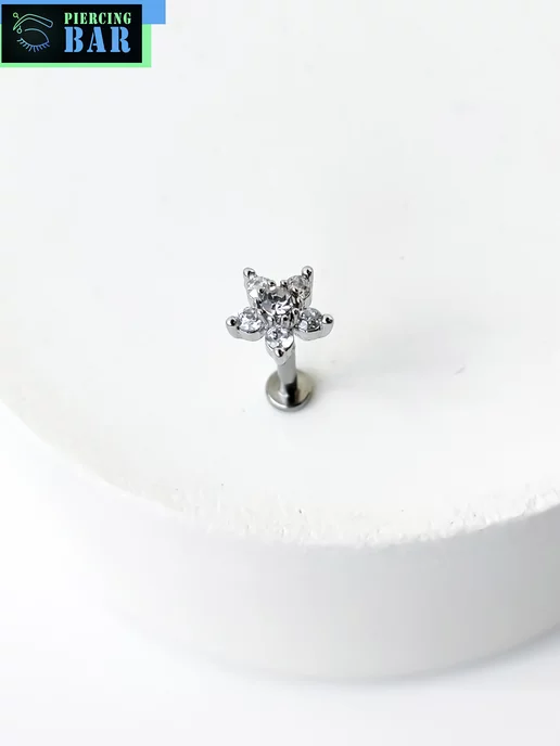 PIERCING BAR Пирсинг лабрет, серый, фото 8