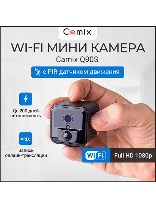 Camix Скрытая камера видеонаблюдения Wi-Fi IP Q90S умный дом мини