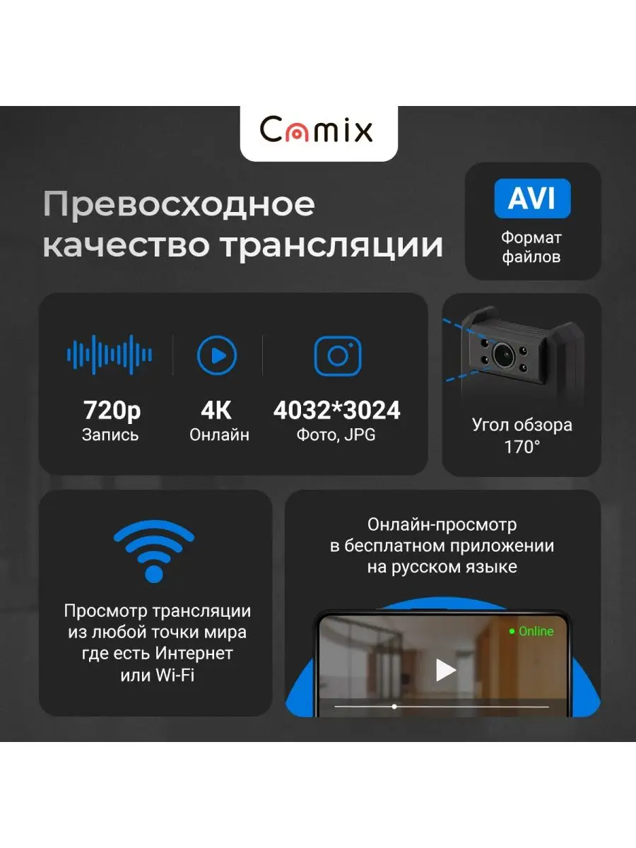 Скрытая камера видеонаблюдения Wi-Fi IP DV400S мини для дачи Camix 99409761  купить за 6 263 ₽ в интернет-магазине Wildberries