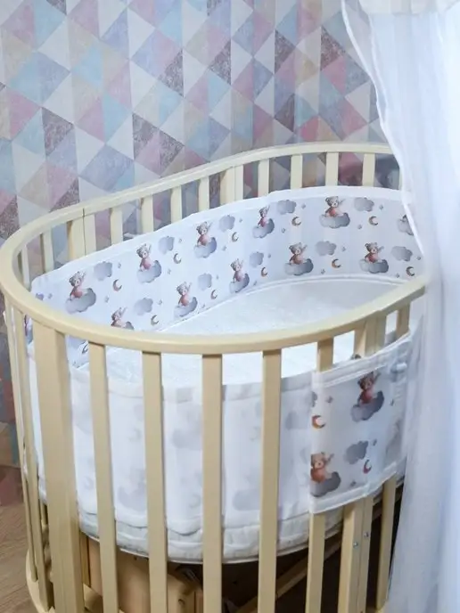 ZabavaShop Защитный бортик сетка на детскую кроватку, коричневый, фото 5