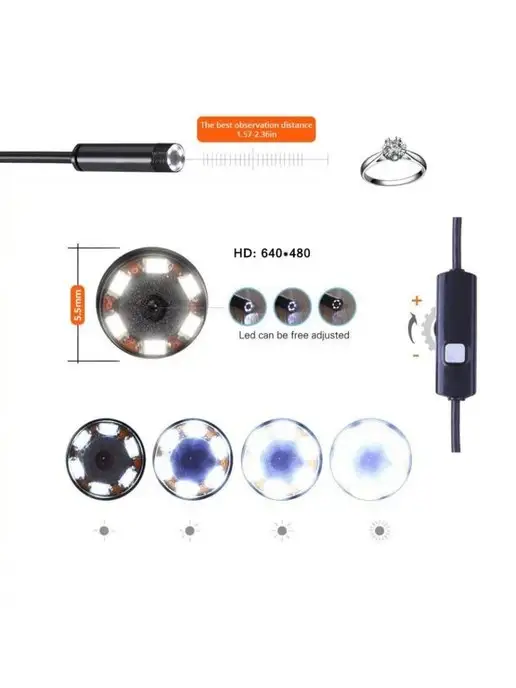 Endoscope Видеоэндоскоп 1 метр для смартфона Андроид машины сантехники, 1 м, фото 8