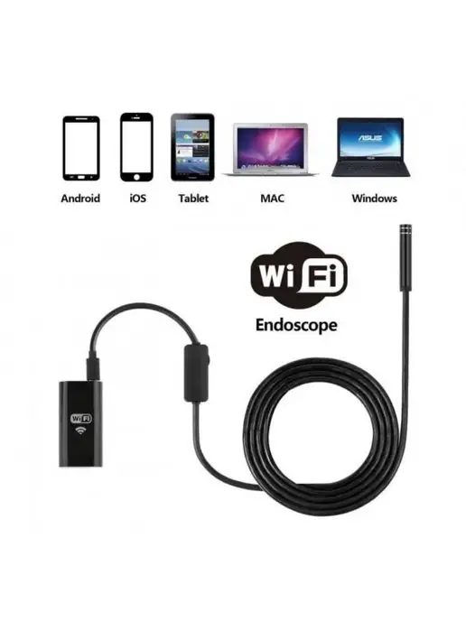 Видеоэндоскоп с функцией WiFi Эндоскоп 2 метра WiFi Бороскоп, 2 м, фото 4