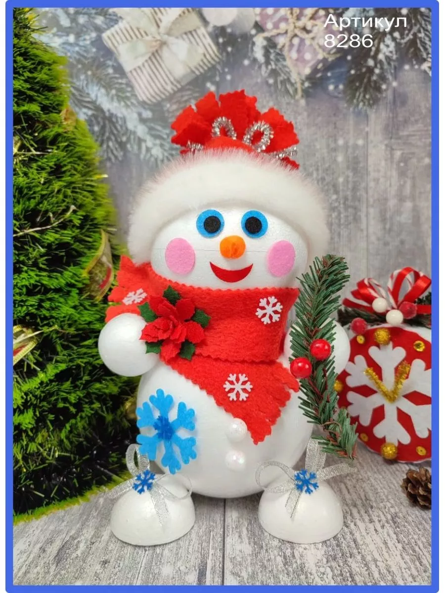 Готовим новогодние украшения: волшебный снеговик из нитей своими руками