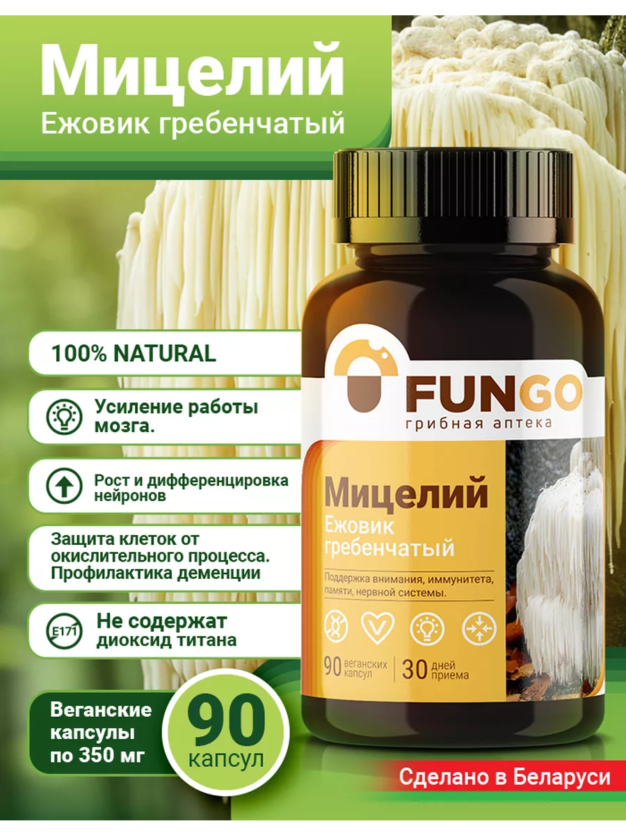 Ежовик гребенчатый мицелий 90 капсул