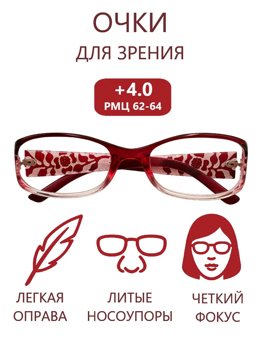 Корригирующие очки +4.0 для зрения и чтения